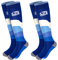 Findway 2 Paar Unisex Skisocken Merino Wolle, Thermische Socken Herren Damen Skistrumpf für Wintersport, Snowboard Atmungsaktive Socken, Blau Warm Outdoorsocken,L