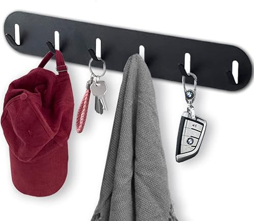 Echehi 6 Hooks 2 Way Installation Key, Coat, Bathroom, Kitchen Hooks - Organize Small Items Behind Door