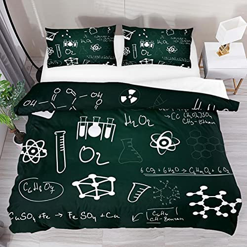 3-teiliges Queen-Bettbezug-Set, atmungsaktives Tencel-Bettwäsche-Set mit 2 Kissenbezügen, Anti-Falten-Bettwäsche-Sets für Kinder, Teenager, Schule, Unterricht, Tafel