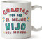MUGFFINS Tazas para HIJO - En Español - Gracias por ser el mejor - 11 oz / 330 ml - Regalo original y divertido