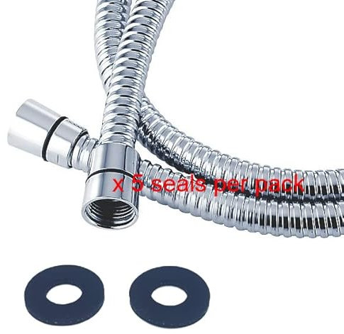 Shower Hose Seal Rubber Washers - 5 Pack 1/2 BSP Fitting - Pipe Bathroom Plumb