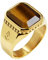 Rock and Steel Herren Zeus Ring Siegelring mit Tigerauge Stein, Gold Edelstahl, Tigerauge Ring (66 (21.0 mm))