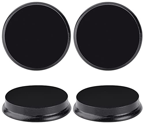 FINGERINSPIRE 4 Stück Rund Modell Holzsockel 6.4x1.2cm Schwarz Lackierte Oberfläche Runde Holzplatte Flache Holzsockel für Puppe, Ton oder Töpferwaren Display Halter, Fotografie Prop Display Basen