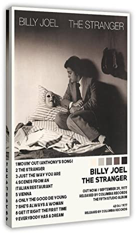 ARZARF Billy Joel Poster The Stranger Tracklist Album Poster Leinwand Poster Wandkunst Dekor Druck Bild Gemälde für Wohnzimmer Schlafzimmer Dekoration Rahmen Stil 60 x 90 cm