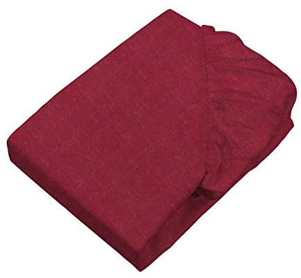 SETEX Feinbiber Spannbettlaken Melange, 90 x 200 cm großes Spannbetttuch, ca. 90% Baumwolle/ca. 10% Polyester, Bettlaken in Dunkelrot