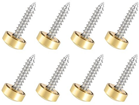 QUARKZMAN 10mm Miroir Vis Cache Vis x 8PCS Poli Or Décoratif Capuchons Couverture Attaches pour Décoratif Miroir et Signe Publicité Matériel, [Or]