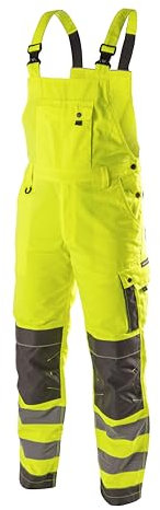 HÖGERT TECHNIK WERSE Herren Warnschutz Latzhose – Atmungsaktive Arbeitshose mit Reflexstreifen | EN ISO 20471 Klasse 1 & EN ISO 13688 | Oxford-Verstärkungen, 8 Taschen
