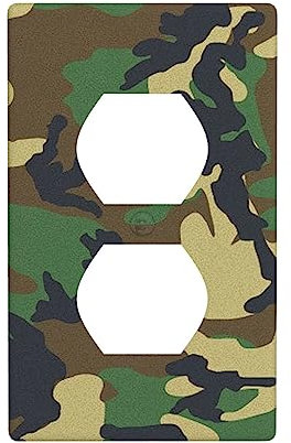 Panneau d'interrupteur imprimé camouflage militaire vert élégant et durable, idéal pour les zones résidentielles et commerciales