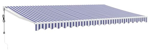 vidaXL Toldo Retráctil Automático, Toldo Eléctrico con Motor, Sombrilla Colgante de Pared, Toldo para Balcón Patio Tienda, Azul y Blanco 5x3 m