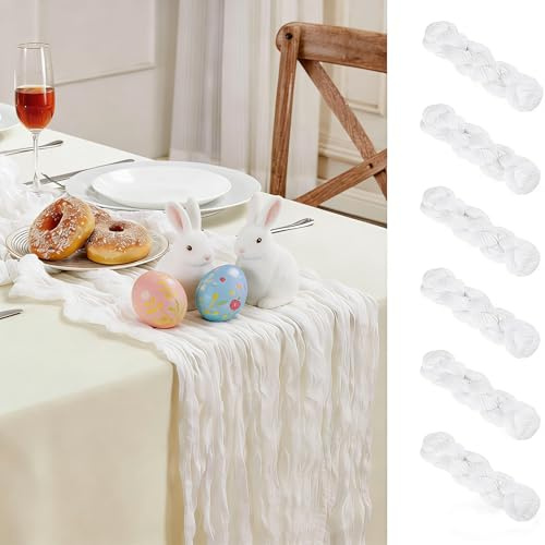 6 Pack White Cheesecloth Table Runner 35×120Inch Fall Boho Gauze Home Decor