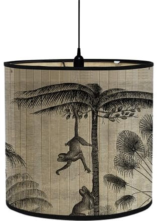 Morbuy Vintage-Stil Lampenschirm für Tischlampe, Stehlampenschirme aus Bambus, Schlafzimmer Wohnzimmer dekorativer Lampenschirme für Deckenleuchte Pendelleuchte Stehlampe (Affen)
