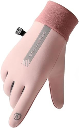 Winterwarme Plus-Samt-Touchscreen-Handschuhe für Damen, wasserdichter Finger-Touchscreen, rutschfest, kältebeständig, winddichte Winterhandschuhe für Damen (Rosa)