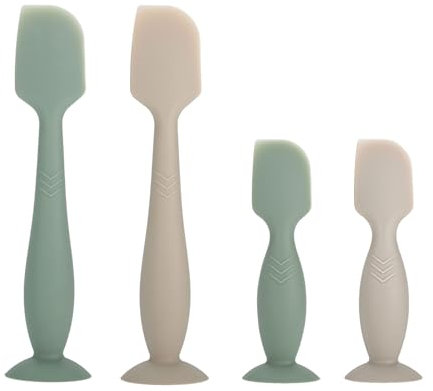 SIHISMO Baby Diaper Cream Spatula Applicator, 4 Pack Baby Butt Paste Spatula Diaper Cream Brush for Newborn Baby, 2 Large and 2 Mini Sizes (Green, gray)