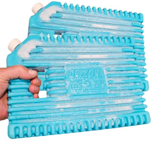 GoCJ Arizona Ice Large Industrial Ice Packs | Replaces 10lbs of Ice |18°F (-8°C) | Deepest Grooves | May Freeze Drinks | USA Company | 12 x 9 | Two Pack