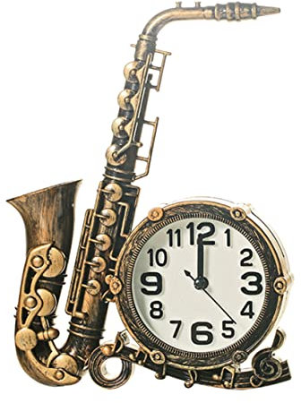 MAGICLULU Retro Saxophone Wecker Mit Dekorativem Design Für Schlafzimmer Und Wohnzimmer Kompakte Tischuhr Ohne Batterie Einzigartiger Look Für Moderne Raumgestaltung