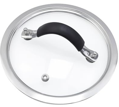HEVSTIL 6.5 Inch Tempered Glass Lid with Silicone Stainless Steel Handle, Vented Skillet Cover for Frying Pan, Lodge Cast Iron Skillet