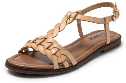 JOMIX Sandales Femme Tressés Sandales Plates Femme Sandales à Lanières Décontractées élégantes pour Maison Plage (Naturel, 39)