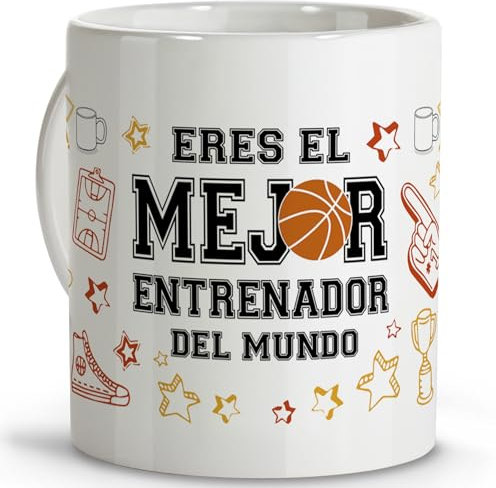 Baloncesto regalos originales. Tazas originales para regalar. Regalo entrenador. Regalos baloncesto. Taza cerámica 330 ml. Entrenador baloncesto
