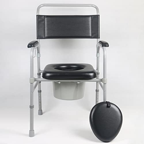Handicapped Toilet Seat Riser with Handles, Safety Rail, Shower Chair - 3 in 1 Heavy Duty Bariatric Bedside Commode, for Elderly, Handicap, Disabled