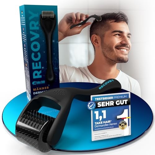 RECOVRY Dermaroller Männer – 192 echte Nadeln für Maximales Haarwachstum | Edelstahl Nadeln – Fördert Dichtes und Volles Haar | Micro Needle Roller