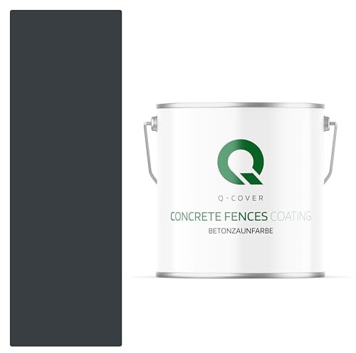 Q-COVER Betonzaunfarbe | 5L | Graphitgrau 7016 | Silikon Farbe | Außen | Betonfarbe | Hydrophobe Farbe | Acrylat Dispersion | Betonzäune | Betonelemente