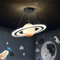 Kinderzimmer Lampe LED Pendelleuchte Planet Kinderzimmerlampe Dimmbar mit Fernbedienung Hängelampe Modern Rund Design Hängeleuchte Mädchen Jungen Mädchen Baby Kinder Schlafzimmer Pendellampe (Orange)