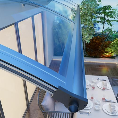 Markise für Tür und Fenster mit Regenrinne Fenstermarkise,Vordach für Eingangstür,Markise aus Polycarbonat Haustürvordach Rahmen aus Aluminium,UV-Schutz,Regen und Schnee (150×460cm)