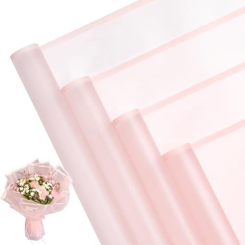 RUSPEPA 20 Blatt Blumenpapier, wasserfestes Geschenkpapier für Blumensträuße, Floristenbedarf für Geburtstage, Partys, Hochzeiten und Basteln – Rosa