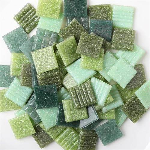 Mosaiksteine Zum Basteln 85 g/3 oz ca. 30 Stück Mosaik-Quarzfliesen, 2 cm/0,78 Zoll, quadratische Fliesen, 0,4 cm/0,15 Zoll Dicke, DIY-Mosaikmaterial, gemischte Farbe(Green mix)