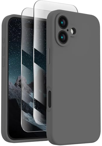FireNova Designed for iPhone 16 Case, 6.1, Space Gray | Silicone Upgraded [Camera Protection] Phone Case, with Soft Anti-Scratch Microfiber Lining Inside