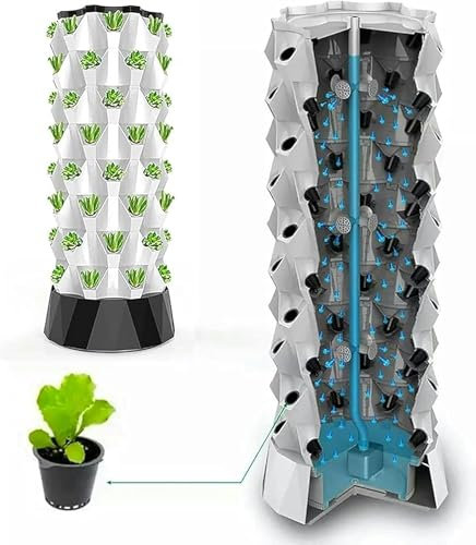 QPZMALSKY Indoor Gardening Hydroponic Growing System, Column Tower Planting Box, Hydroponic Equipment, DIY Soilless Culture Growing Kit, with 48/64 Planting Points, Gardening Enthus