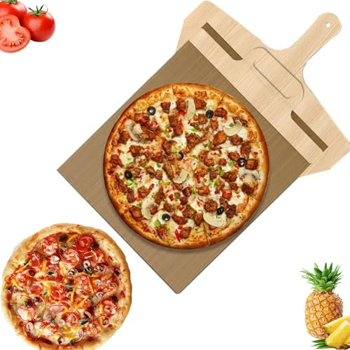 Guishop-EU Pala per Pizza Scorrevole,58 * 35cm, Pala Pizza,Realizzato in Legno Naturale, Sliding Pizza Peel Trasferisce Perfettamente la Pizza