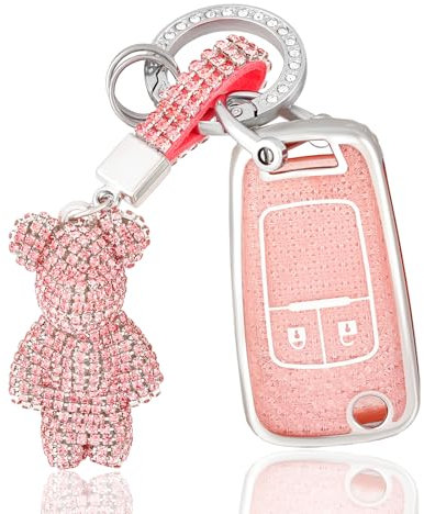 OFF WE GO Coque de Clé pour Opel Chevrolet Aveo Cruze Corsa Mokka Adam Astra Zafira Insignia Trax Spark - Protecteur Voiture avec Télécommande et Porte-clés, Rose