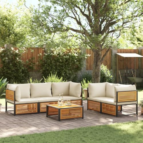 Juroupi 6-TLG. Garten-Sofagarnitur mit Kissen Gartengarnitur GartenmöBel Set Lounge MöBel Outdoor Lounge GartenmöBel Massivholz Akazie - 3214920