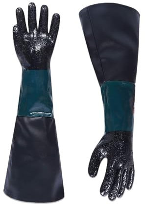 Adfuenom Gummisandstrahlhandschuhe 23.6 Sandstrahlkabinett Handschuhe Sandstrahlschutz Handschuhe mit Partikelpalme für Sandstrahl Blast Schleifkabinett