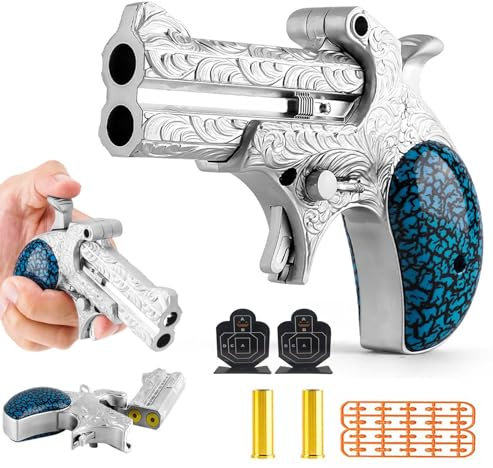 GLHYUOP Dekompressionsspielzeug Soft Bullet Guns,Metallische Haptik Spielzeugwaffen Guns Toy Lauf Dauerfeuer +12 Weiche BäLle Anti-Stress-Spielzeug
