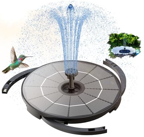 AISITIN Mejorada Fuente Solar Jardin Exterior, Bomba de Agua 2,8W con Batería y Varios Efectos de Rociado, Fuentes Solares de Jardin para Estanque, Agua de Bricolaje