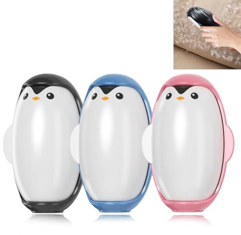 Wiederverwendbares Pinguinform Fusselroller,3 Stück Fusselrolle Tierhaare,Lint Roller,Tragbares Reusable Lint Roller,für Kleidung und Tierhaare,10,5CM x 7CM