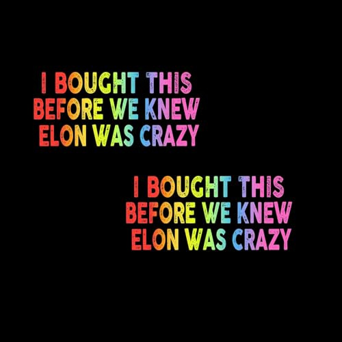 Nouiroy 2pcs Anti Elon Bumper Sticker for Cars, I Bought This Before We Knew Elon was Crazy -Waterproof Vinyl Decal for Laptop Decal Car Bumper Window Sticker (Elon was Crazy)