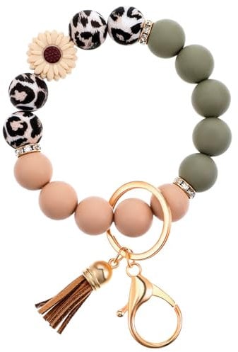 Wanmu Silikon Perlenarmband Schlüsselanhänger Schlüsselring Armband Auto Schlüsselhalter für Frauen Mädchen