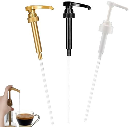 Lot de 3 pompes à sirop universelles pour distributeur de sirop de café, pompe à sirop de style barista pour café, smoothie, cocktail et thé – Versement facile et distribution précise, s'adapte aux