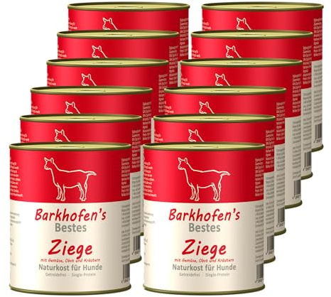 Barkhofen Tiernahrung Nassfutter für Ihren Hund 12x 800g – Hundefutter nass & getreidefrei mit Ziege – Hunde Futter in Dosen ohne Getreide
