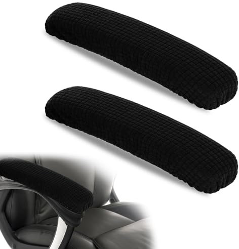 Sorcristy 2 pezzi copribraccioli per sedie, copribraccioli in poliestere, rimovibili e lavabili in lavatrice, copribraccioli per sedie da ufficio e da gioco (nero)