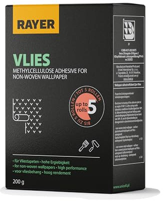 RAYER VLIES, colla per carta da parati in tessuto non tessuto, facile da usare, con forte forza adesiva per risultati duraturi, 200 g