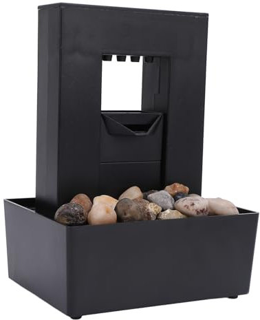 Kompakte LED Light Gurgeln Wasserbrunnen für Haus und Büro, Plastik Kleiner Tischtisch -Wasserfall -Furntain mit Kieseldesign, USB -Kabel -Kabel -Dekorationsbrunnen in Indoor -Brunnen