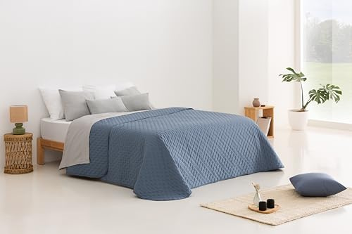Todocama Feine Tagesdecke mit Stern-Design, für Frühling, Sommer, Herbst und Winter, 100% Mikrofaser, extra weich, Mehrzweck-Bettüberwurf, 105 – 200 x 260 cm, Blaugrau