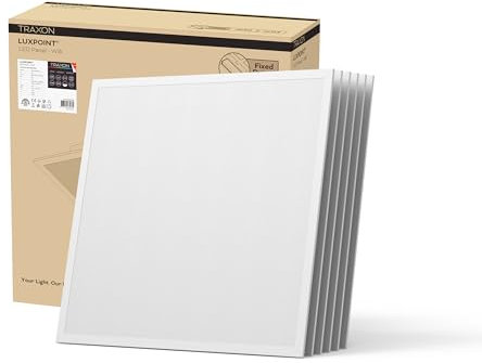 TRAXON LUXPOINT® Cajas x6 unidad Panel LED- Willi 33W 3800Lm 60x60cm Luz fría 6500K driver integrado flicker free CRI80 IP20 techo falso *Kit No Incluido (Luz fría 6500K, 60x60 | Caja 6 unidad)