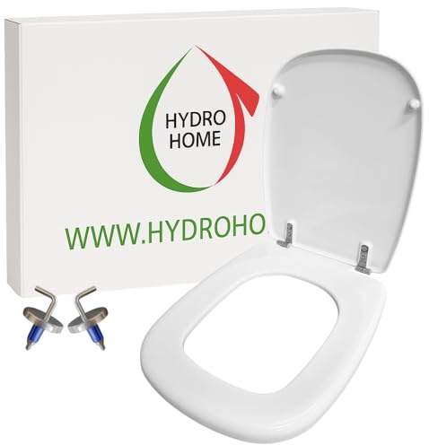 HYDRO HOME - WC-Sitz quadratisch HH301 Befestigung von oben, kompatibel mit verschiedenen Modellen mit gleicher Größe, WC-Sitz mit verstellbaren Scharnieren, WC-Deckel