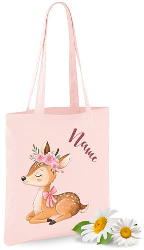 GRAZDesign Personalisierte Baumwolltasche für Mädchen – Regenbogen Motiv, Kindergarten Tasche, Wäschebeutel, Grundschule, süße Stofftasche