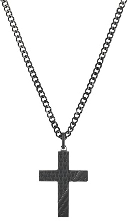 Tom Tailor Kette mit Anhänger für Herren, Edelstahl, 50+5 cm, schwarz, Kreuz-Anhänger, Geschenkidee, Halsschmuck, Herrenschmuck, 2100637